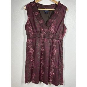 Sonoma Life + Style Dress Womens Large Purple Pink Paisley Sleeveless Boho Tunic
